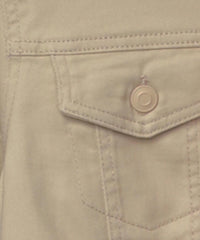 Pine Apparel - Peplum Hem Denim Jacket w/ Novelty Buttons