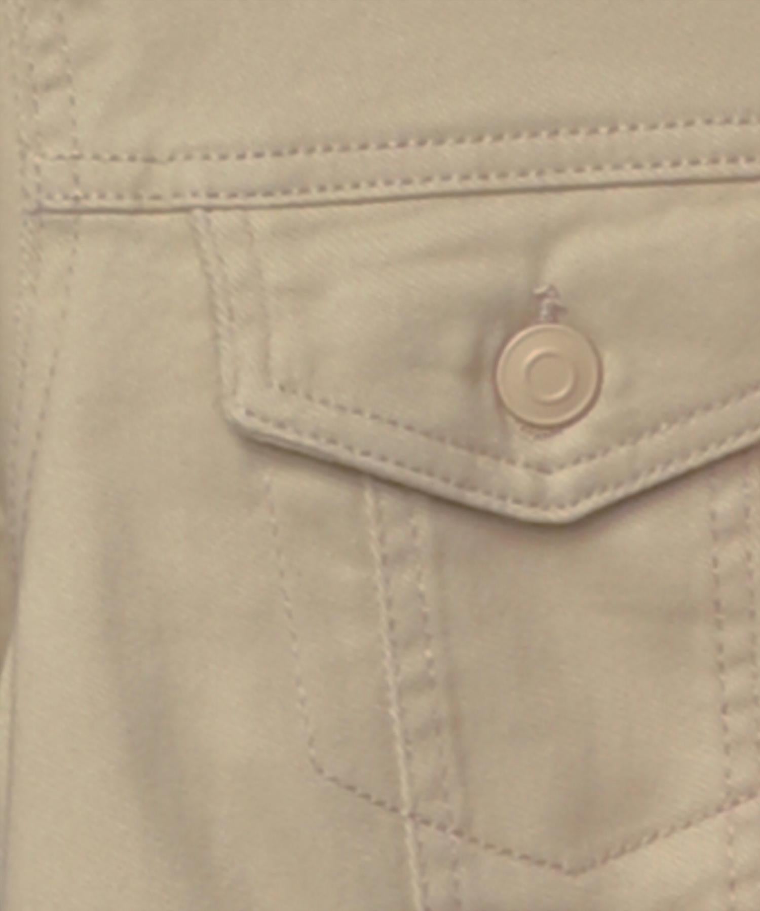 Pine Apparel - Peplum Hem Denim Jacket w/ Novelty Buttons