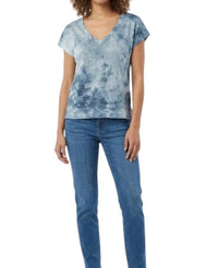 Avant Toi - Hand Painted Linen V Neck Tee With Shade Effect