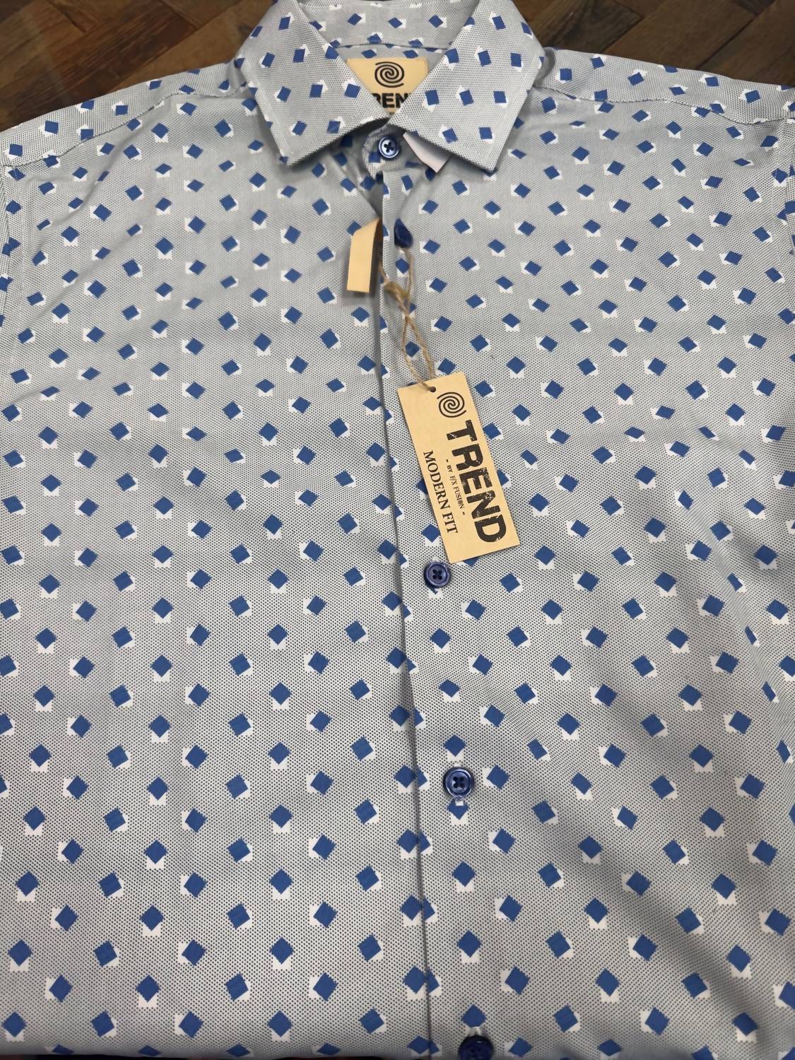 F/X Fusion Men's Short Sleeve Floating Squares Print in blue - men's t-shirt