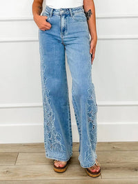 Blakeley - Liz Embroidered High-rise Wide Leg Jeans