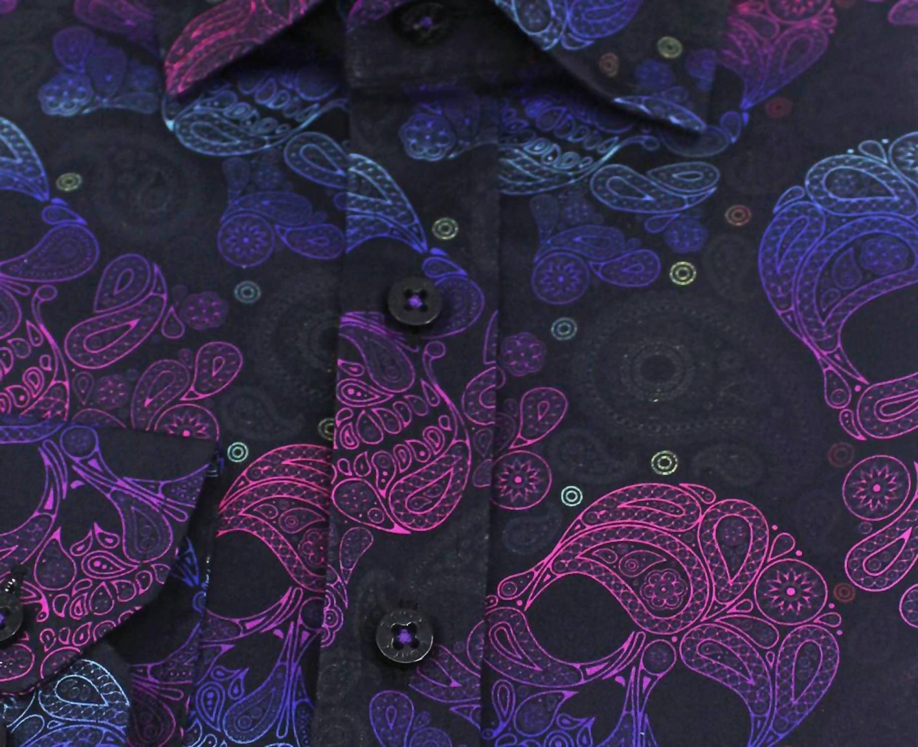 Eight X - Neon Skull and Bones With Paisley Button Down Shirt