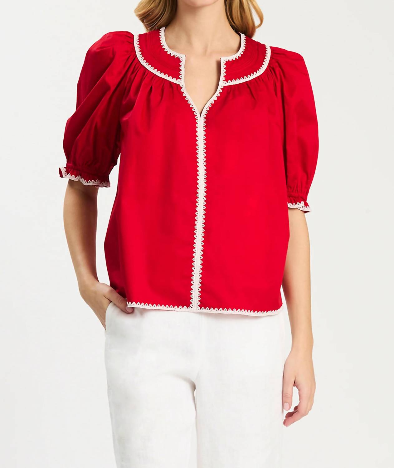Tyler Boe - Lara Trimmed Collar Top