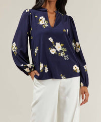 Sugarlips - Arlene Floral Split Neck Blouse