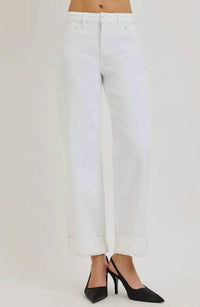 Risen - Tummy Control Slouchy Cropped Cuffed Hem Jeans