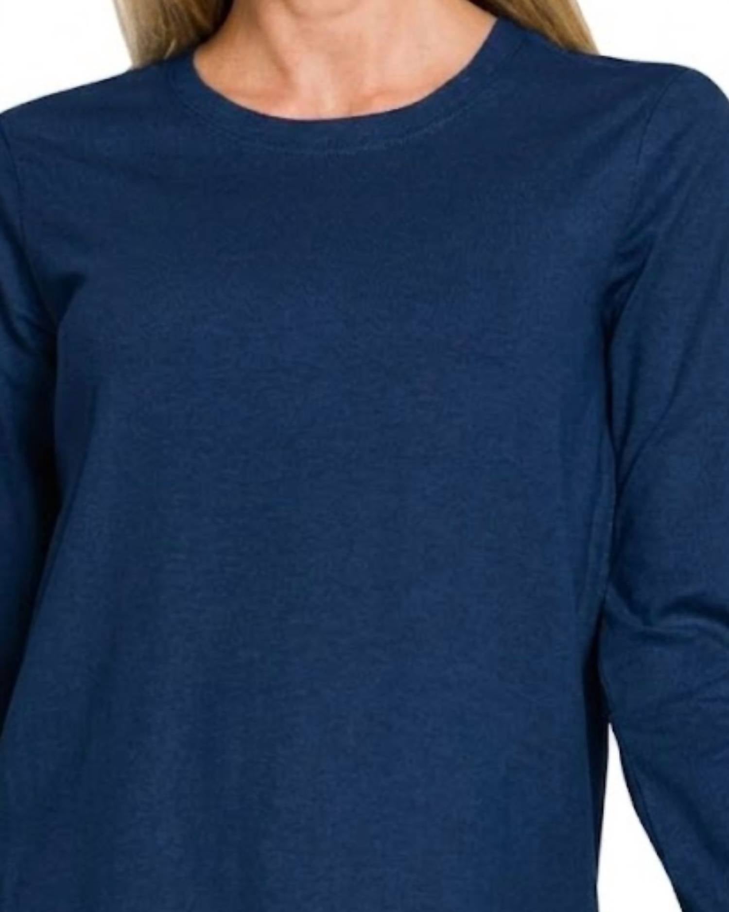 Zenana - Cotton Crewneck Long Sleeve Tee