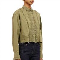 Ulla Johnson Women's Samira Blouse in lichen - women's shirt - detail view