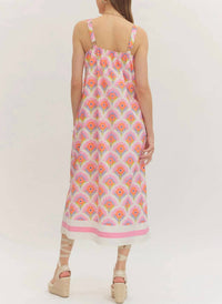 Entro - Floral Contrasting Stripe Midi Dress