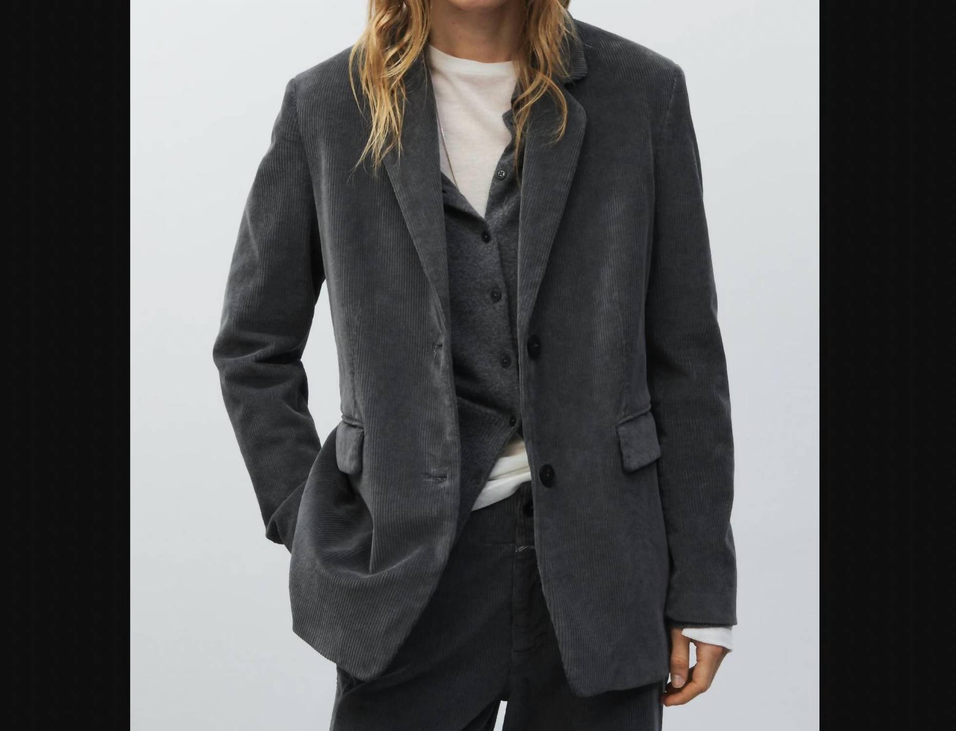 CLOSED Lola Corduroy Blazer in grey coal - women's jacket
