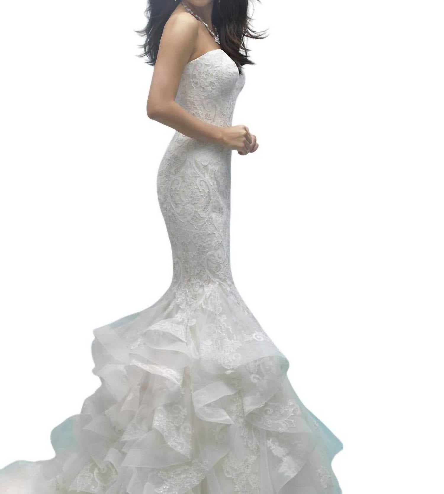 Allure Bridals - Strapless Ruffled Lace Mermaid Wedding Gown
