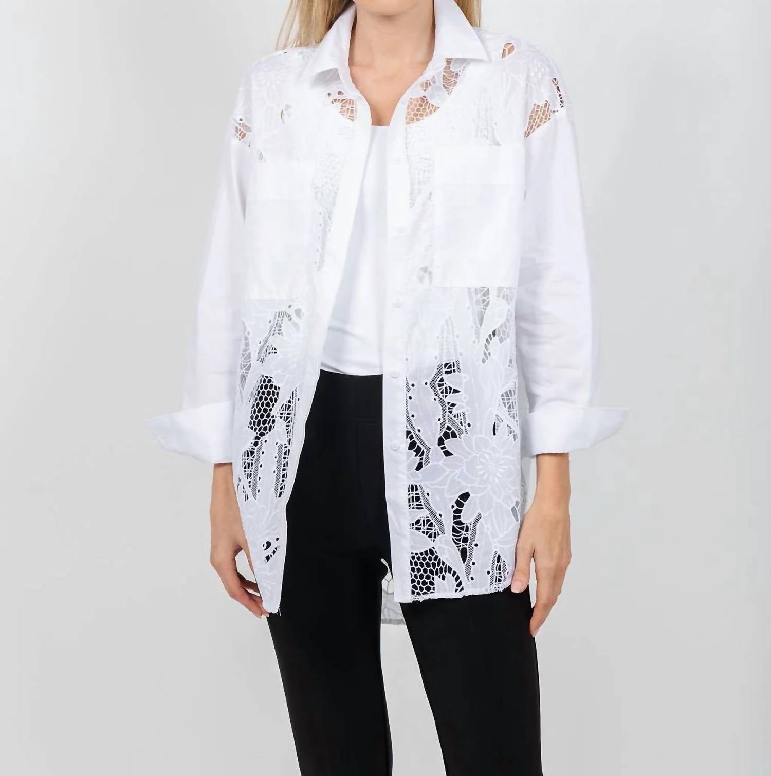 Joseph Ribkoff - Cotton Lace Boxy Embroidered Blouse