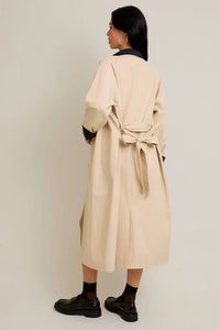 Le Lis - Raglan Sleeve Contrast Collar Oversized Trench Coat