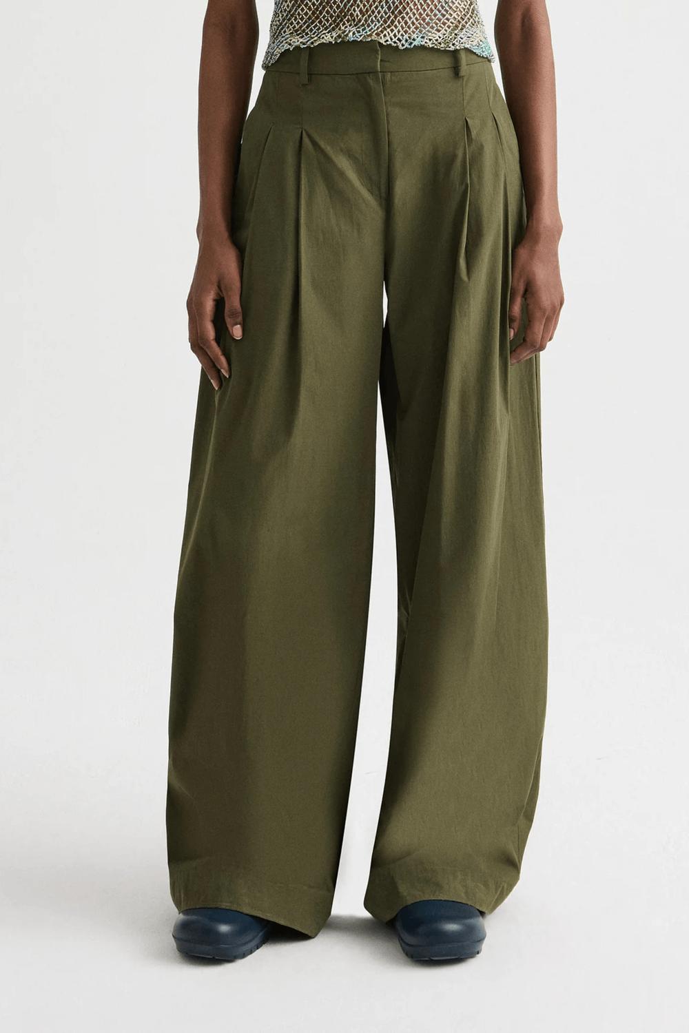 TWP New Didi Wide Leg Pant in military green - women's pants
