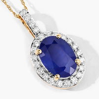 Diana M Jewels - Women's Oval Natural Ceylon Blue Sapphire Pendant Necklace (3.28 Ct) - Signature Plus
