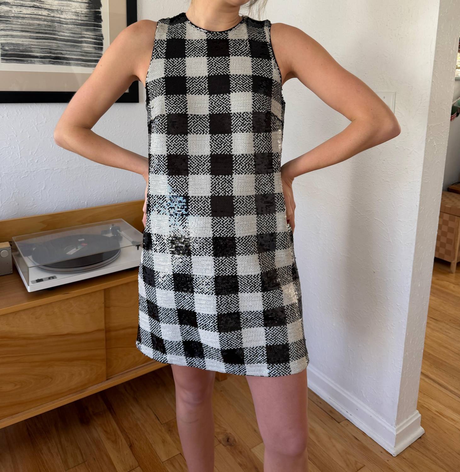 Frnch - Carra Gingham Sequin Tank Mini Dress
