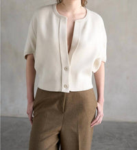 Elle Grey - Double Button Cropped Cardigan Top