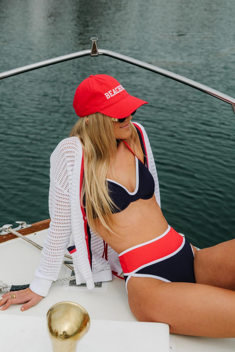 Beach Riot Carlotta Swimsuit Bottom in americana colorblock - women's swimwear - detail view