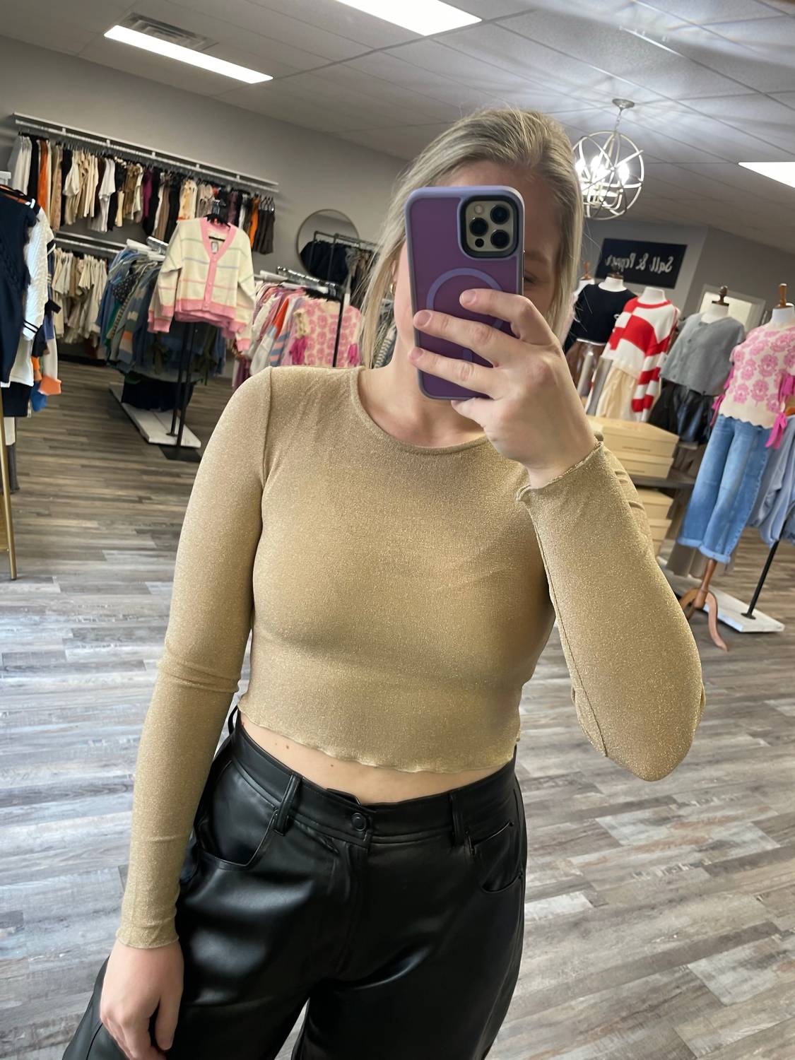 Day + Moon - Metallic Long Sleeve Layer Top