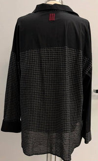 Terra Women's Button Up Top in charcoal black - women's shirt - detail view
