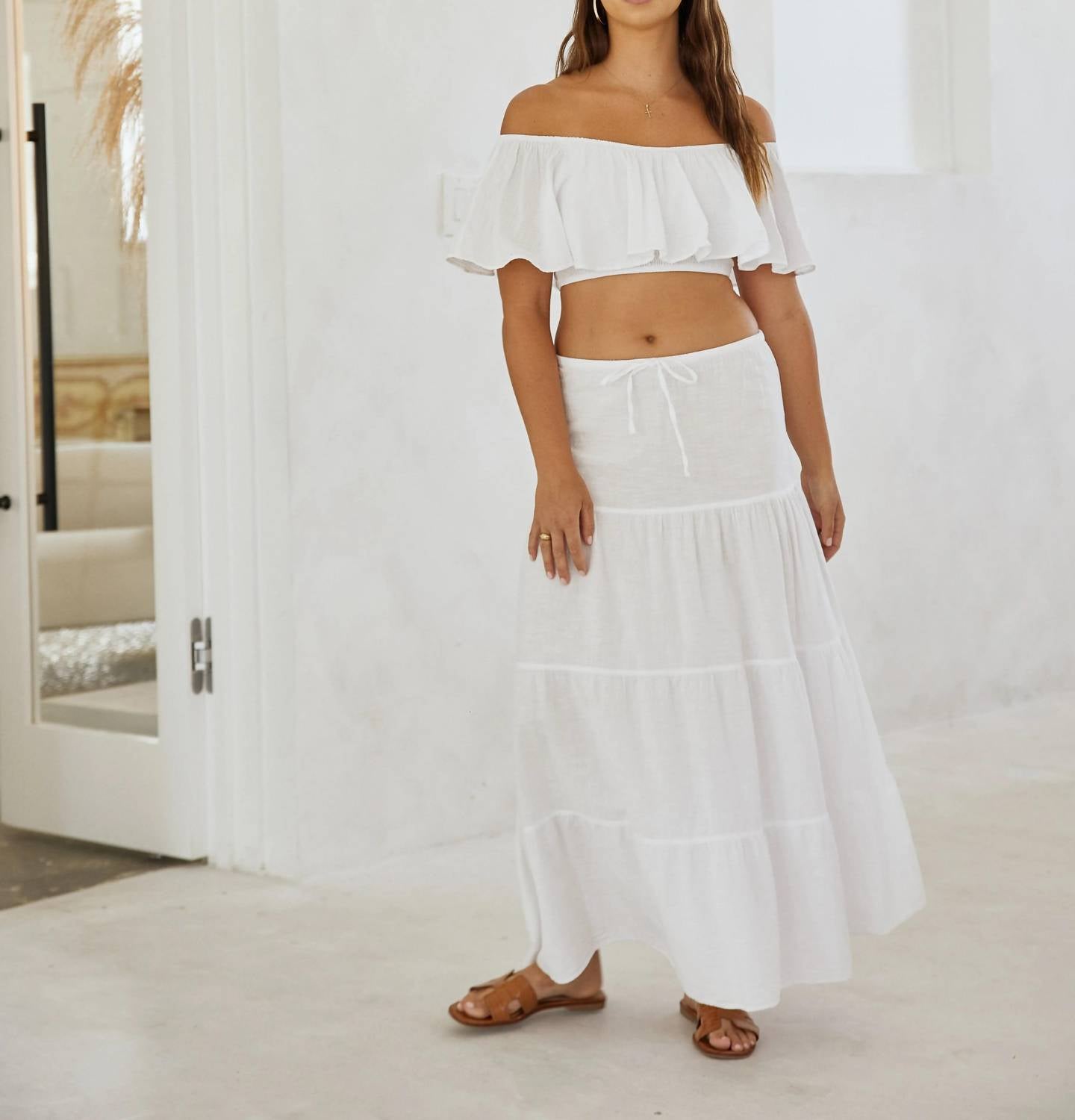 Blanco By Nature - Flowy Long Drawstring Maxi Skirt