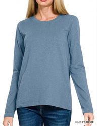 Zenana - Cotton Crewneck Long Sleeve Tee