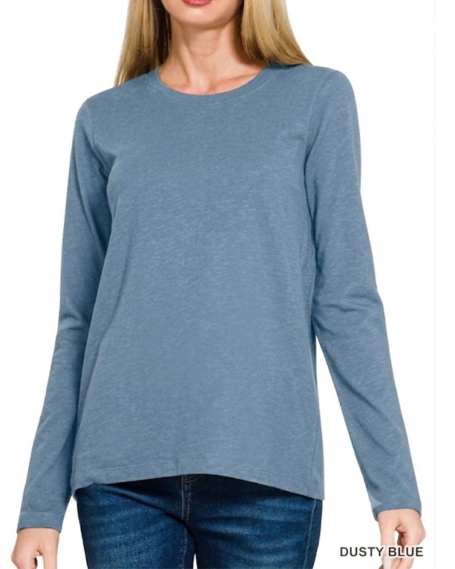 Zenana - Cotton Crewneck Long Sleeve Tee