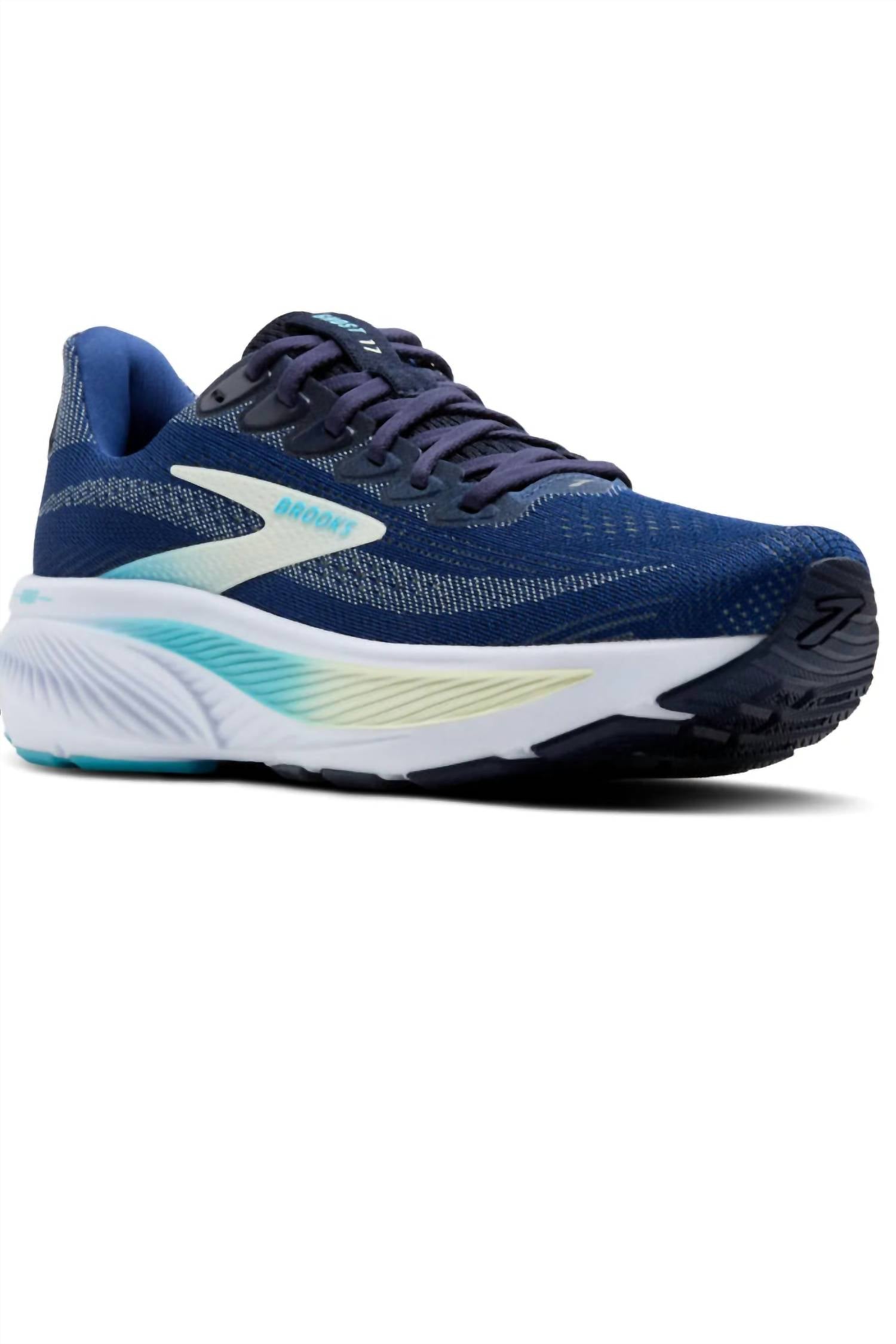 BROOKS Women's Ghost 17 Running Shoe in navy green turquoise - women's shoe