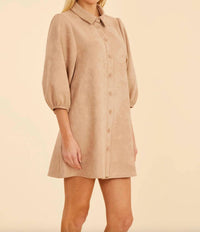 Dolce Cabo - Women's Faux Suede Puff Sleeve Shirt Dress