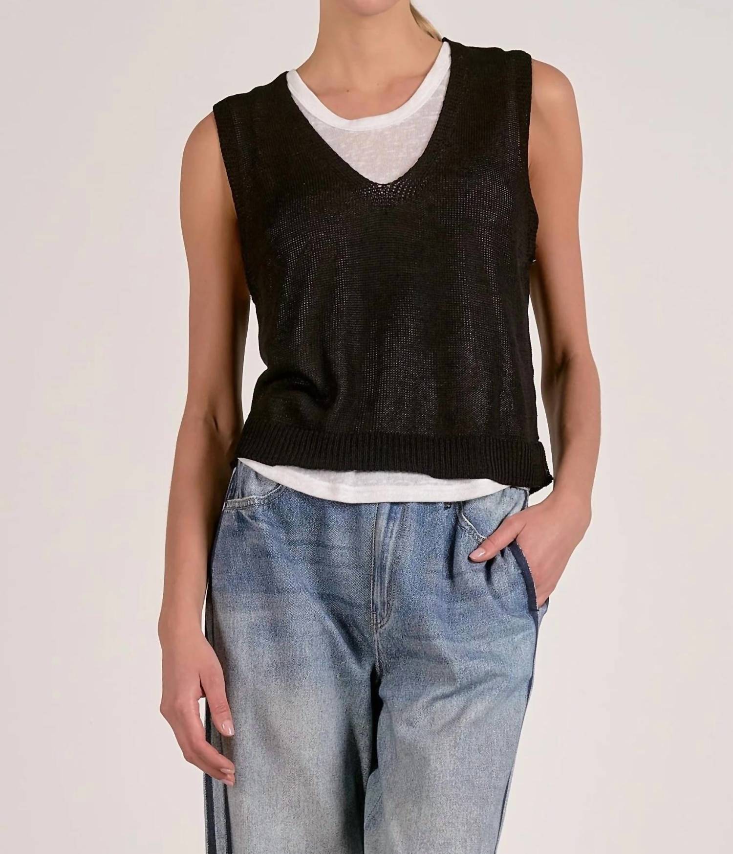 Elan - Ashlyn Layered Sweater Tank Top