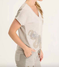 Xcvi - Jolina Embroidered V-neck Top