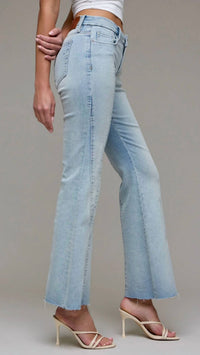 Hidden - Mid Rise Full Length Seam Detail Flare Jeans