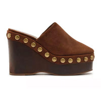 SCHUTZ Women's Sierra Studs Suede Platform Pumps in root brown - women's sandal