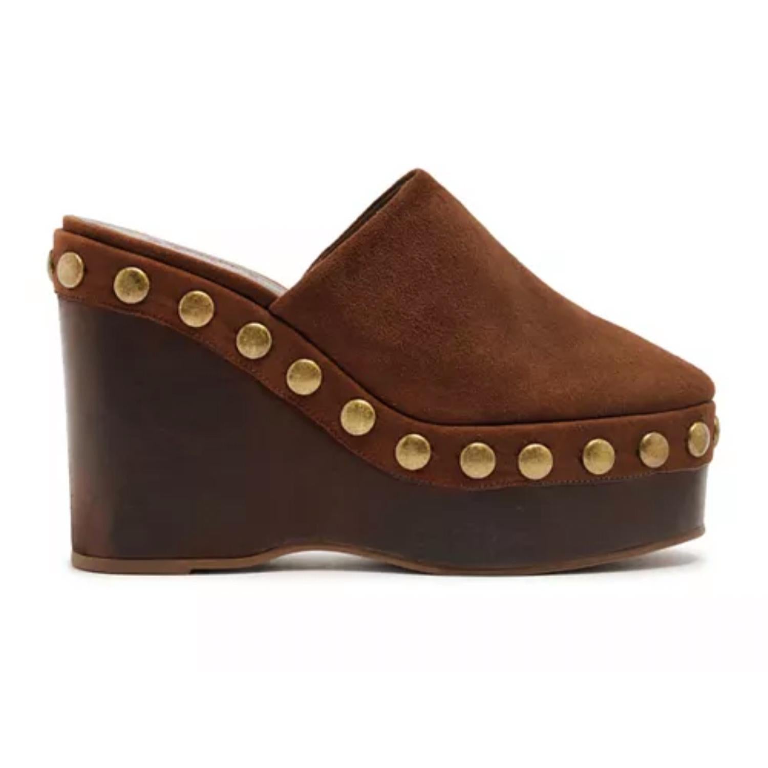 SCHUTZ Women's Sierra Studs Suede Platform Pumps in root brown - women's sandal
