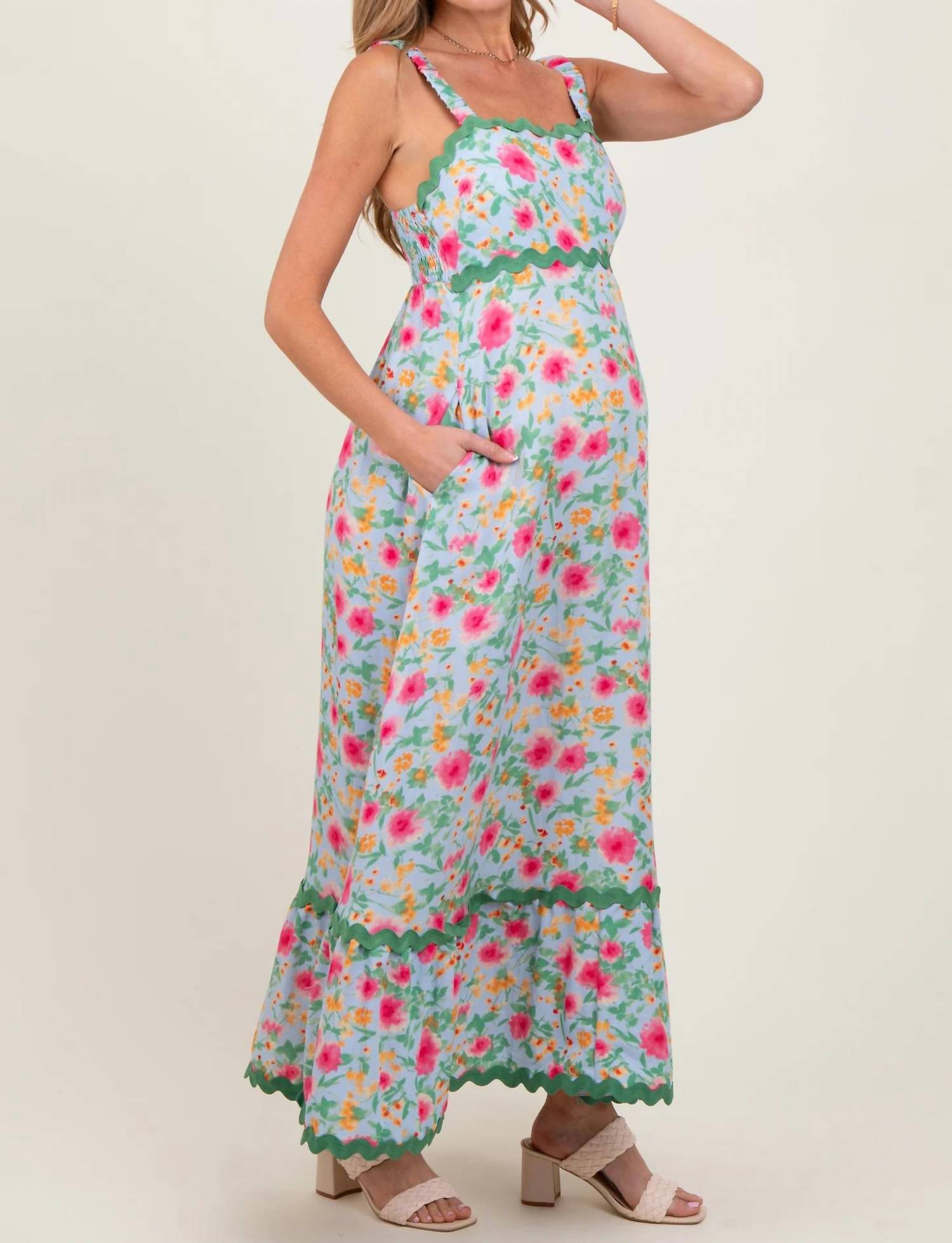 Easel - Rayon Ric Rack Midi Dress