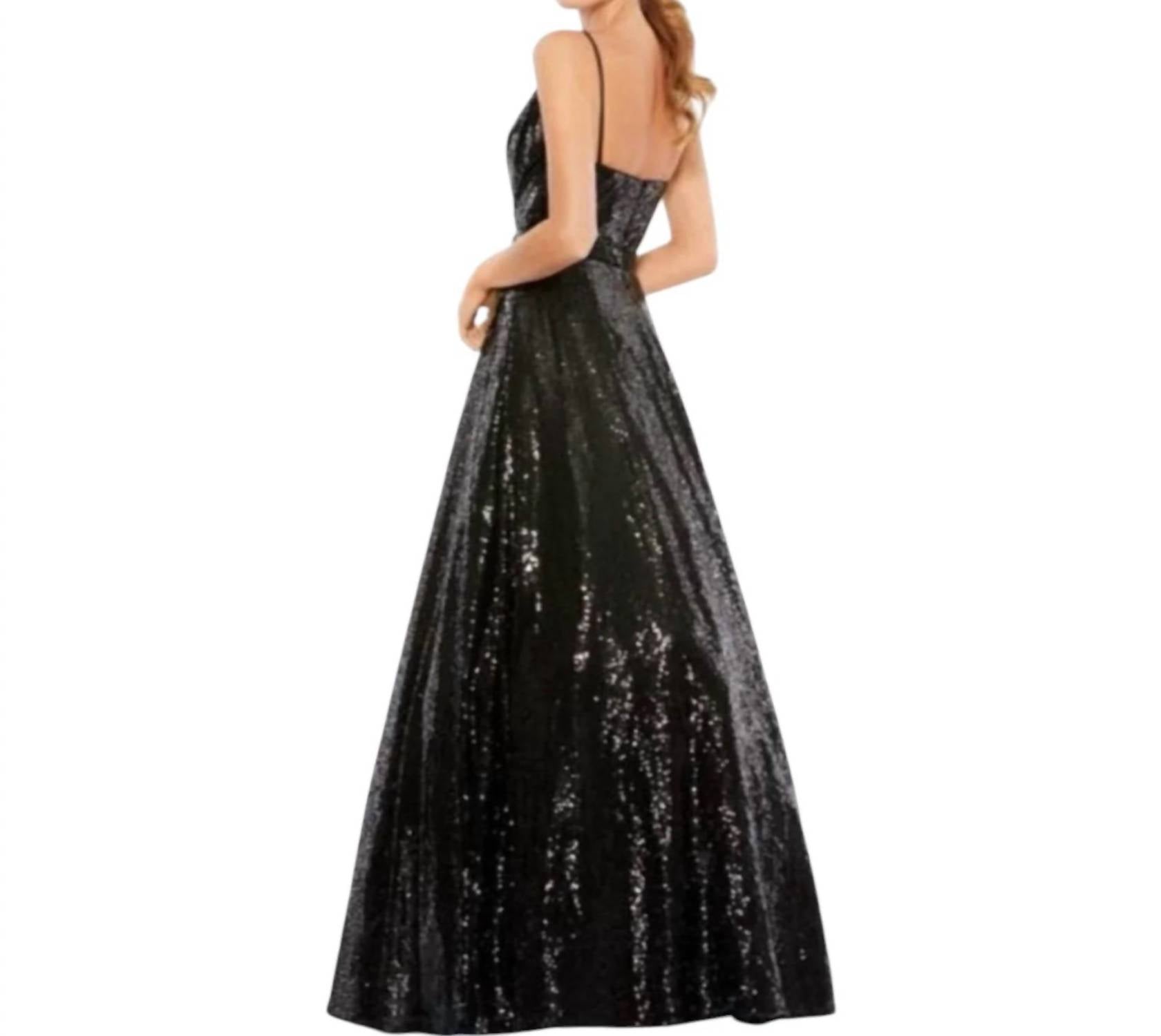 Mac Duggal - Sequin V-neck Ball Gown Dress