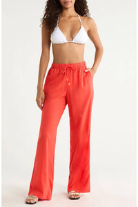 Elan - Drawstring Wide Leg Cover-up Pants