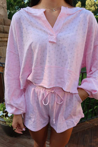 Bucketlist - Pointelle Drawstring Shorts With Big Pockets Set