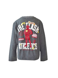 Lola + The Boys Boys' Flash Athletic Long Sleeve Shirt in gray - kids' long sleeve top - alternate view