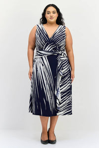 London Times - Sleeveless Abstract Print Midi Dress