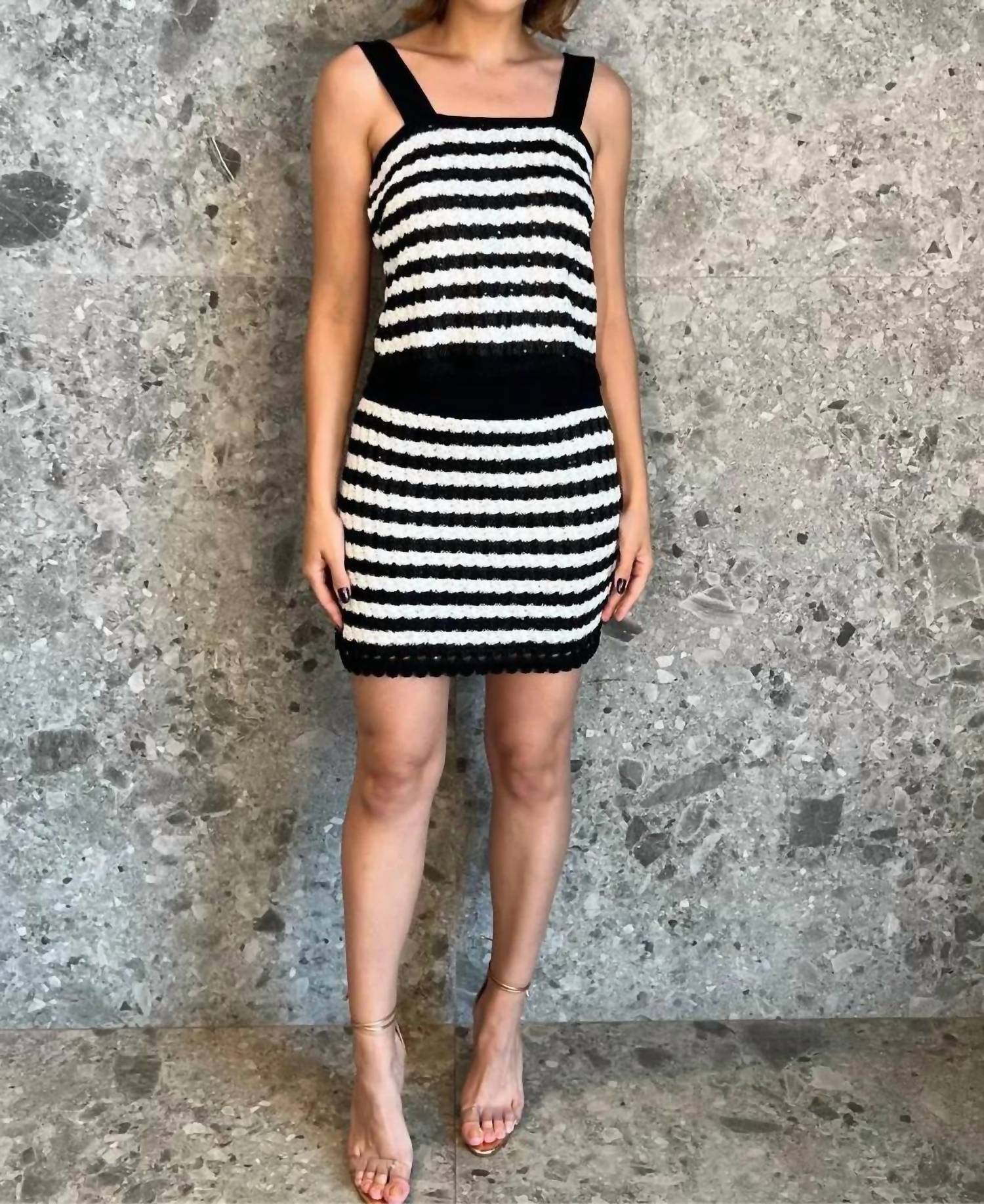 Maria Pavan - Striped Scallop Hem Mini Skirt