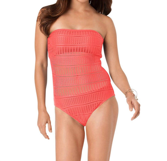 Anne Cole - Lace Crochet Bandeau One Piece Swimsuit