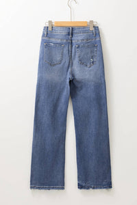 Threaded Pear - Distressed High Waist Straight Jeans