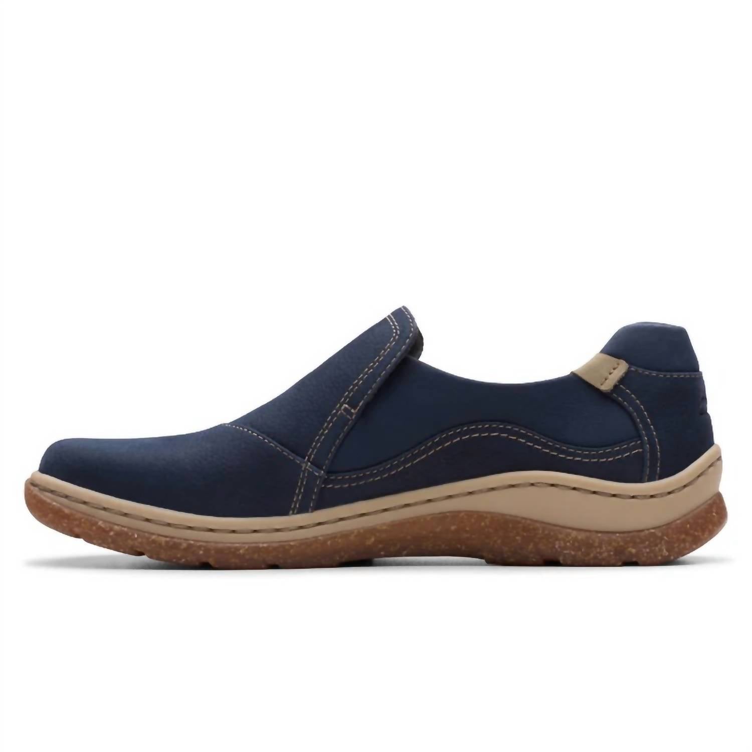 Clarks Women's Orlene Slip On Shoes in navy nubuck - women's flats - alternate view