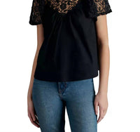 STEVE MADDEN Fraisa Short Sleeve Top in black - women's blouse