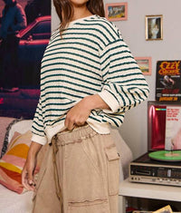 Bucketlist - Striped Texture Relaxed Silhouette Top