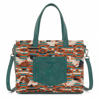Wrangler Aztec Print Tote in turquoise - women's bag - detail view