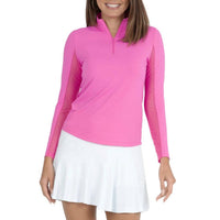 Ibkul - Zip Mock Neck Solid Top