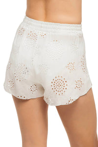 ELAN Eyelet Embroidered Shorts in white - women's shorts - detail view