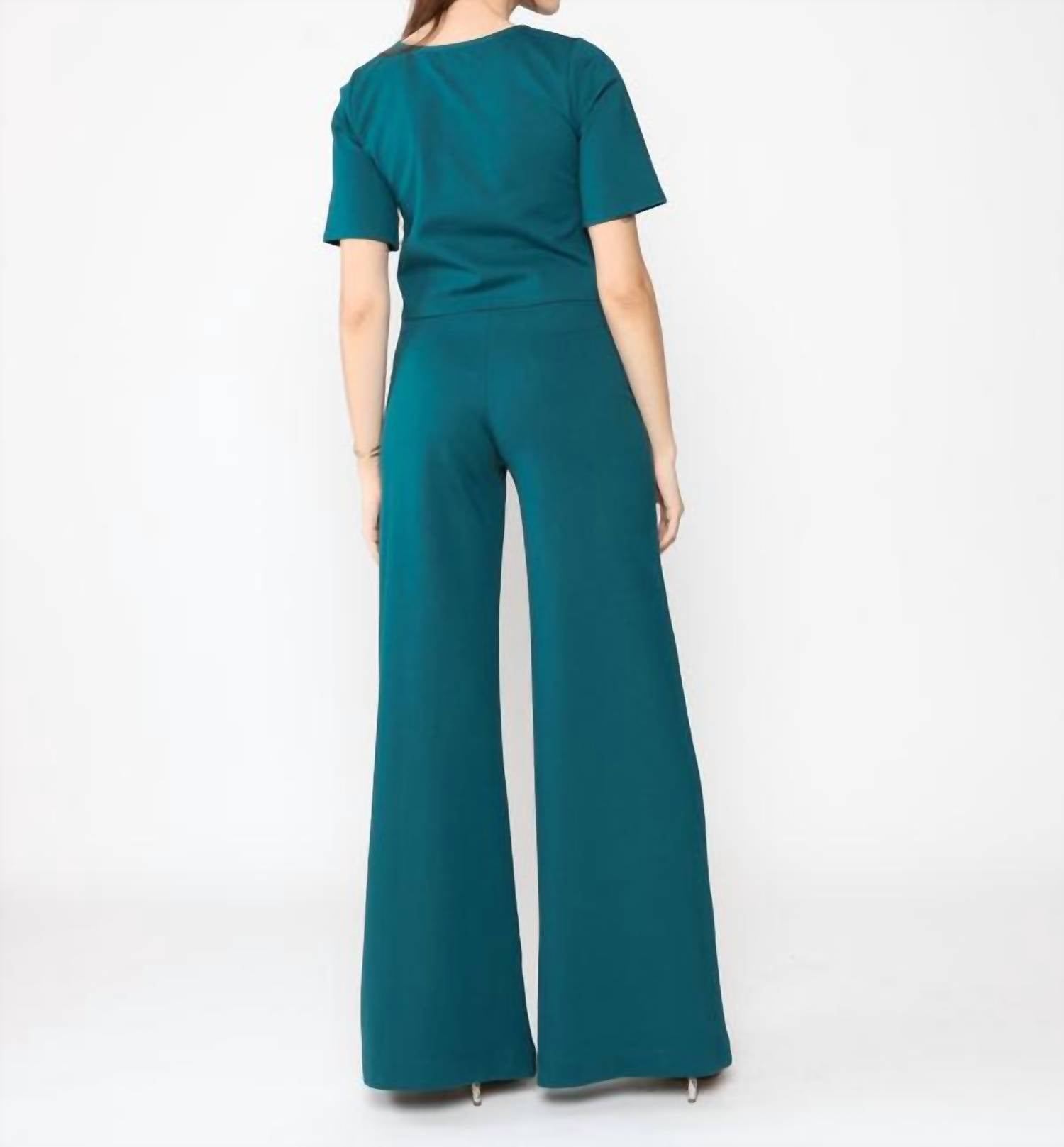 RIPLEY RADER Ponte Short Sleeve Top in teal - women's shirt - alternate view