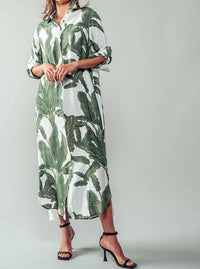 Urban Daizy - Tropical Paradise Button Down Collared Vacation Dress